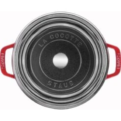 Staub 4 Qt. Round Cocotte/Dutch Oven With Glass Lid | Cherry Red -Kitchen Store 11412406 2