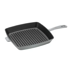 Staub 12" Square Cast Iron Grill Pan & Press Set | Graphite Grey -Kitchen Store 12123018 1