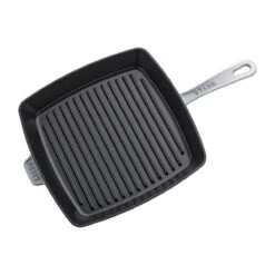 Staub 12" Square Cast Iron Grill Pan & Press Set | Graphite Grey -Kitchen Store 12123018 2