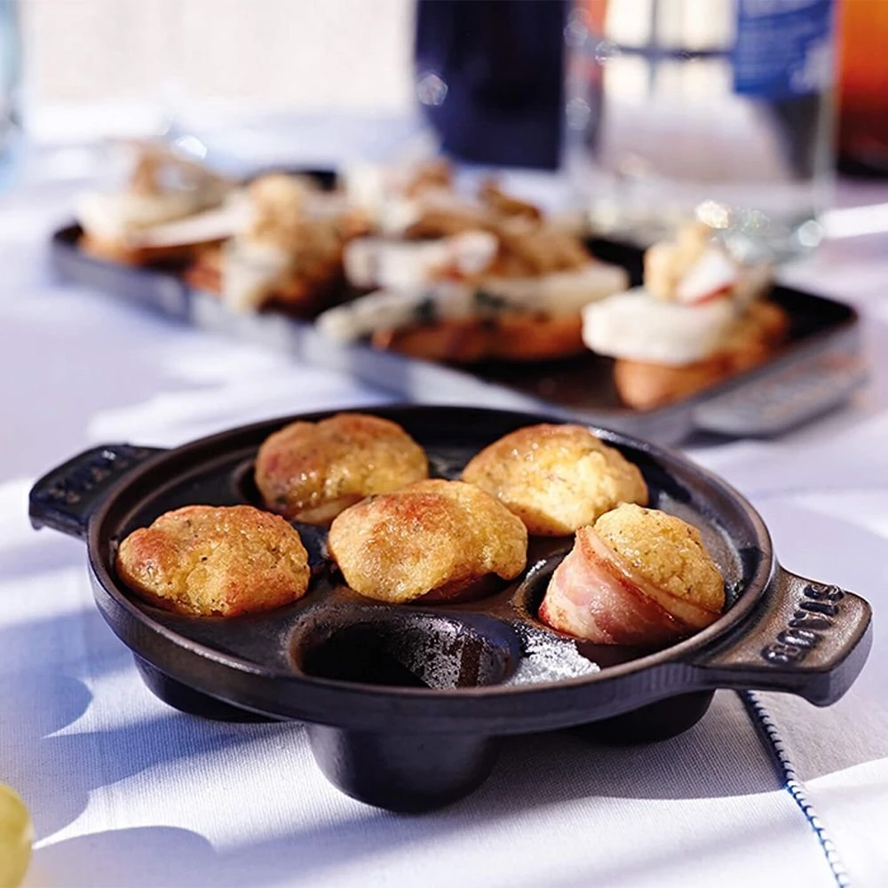 Staub 5.75" Escargot Dish With 6 Holes | Matte Black 4 Staub 5.75" Escargot Dish With 6 Holes | Matte Black - Image 2