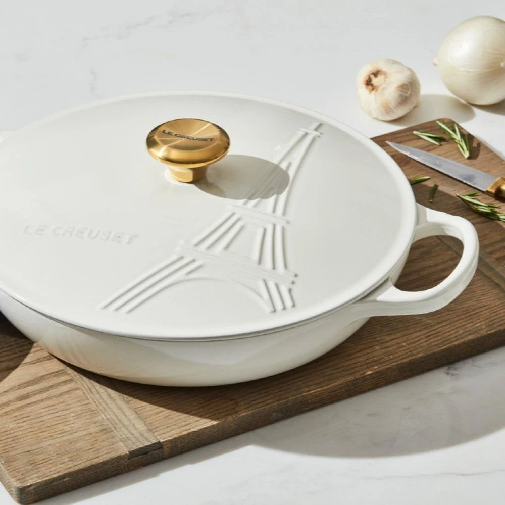 Le Creuset 3.5Qt Signature Braiser Eiffel Tower Collection | White 7 Le Creuset 3.5Qt Signature Braiser Eiffel Tower Collection | White - Image 5