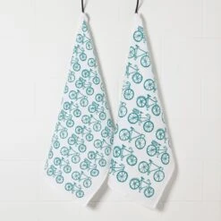 Now Designs By Danica Floursack Dishtowels (Set Of 2) | Peacock Bicycles -Kitchen Store 2252529 tt2 flour cc print peacock am1