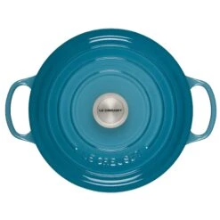 Le Creuset 5.5 Qt. Round Signature Cast Iron Dutch Oven With Stainless Steel Knob | Caribbean Blue 12 Le Creuset 5.5 Qt. Round Signature Cast Iron Dutch Oven With Stainless Steel Knob | Caribbean Blue -Kitchen Store 2617ss c