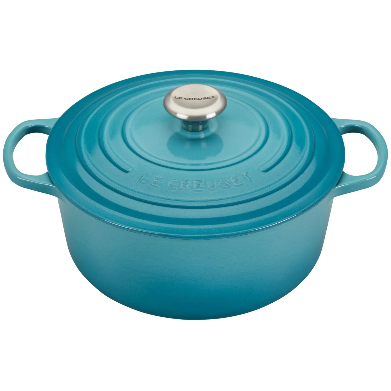 Le Creuset 5.5 Qt. Round Signature Cast Iron Dutch Oven With Stainless Steel Knob | Caribbean Blue 3 Le Creuset 5.5 Qt. Round Signature Cast Iron Dutch Oven With Stainless Steel Knob | Caribbean Blue