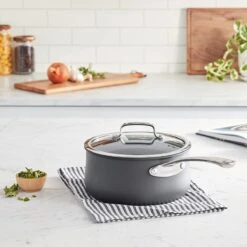 Cuisinart Contour Hard Anodized Saucepan With Cover | 3 Qt. -Kitchen Store 3qtlifestyle