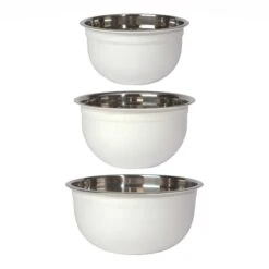 Now Designs By Danica Stainless Steel Mixing Bowls (Set Of 3) | Matte White