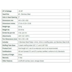 LEM Big Bite Meat Grinder #5 With 1/8" (3mm) And 1/4" (6mm) Grinder Plates 14 LEM Big Bite Meat Grinder #5 With 1/8" (3mm) And 1/4" (6mm) Grinder Plates -Kitchen Store 5grinder 1