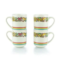 Everything Kitchens Modern Flat 15oz Mugs (Set Of 4) | Peace & Love