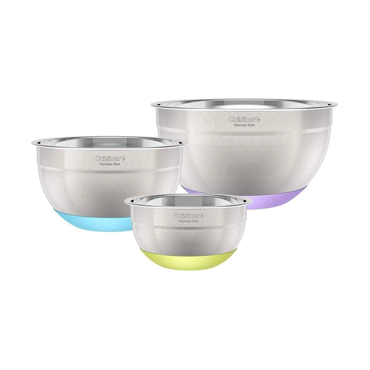 Cuisinart Stainless Steel Mixing Bowls With Non-Slip Base | Set Of 3 3 Cuisinart Stainless Steel Mixing Bowls With Non-Slip Base | Set Of 3