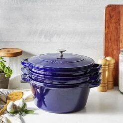 Staub Stackable Cocotte, Braiser, And Grill Pan With Lid | Dark Blue -Kitchen Store 81ibc0y49ul. ac sl1500