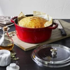 Staub 4 Qt. Round Cocotte/Dutch Oven With Glass Lid | Cherry Red -Kitchen Store 81umcntdqxl. ac sl1500