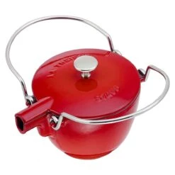 Staub 1 Qt. Round Tea Kettle | Cherry Red 7 Staub 1 Qt. Round Tea Kettle | Cherry Red -Kitchen Store 872078006792 3