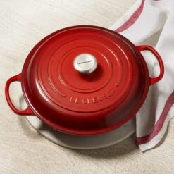 Le Creuset 3.5 Qt. Signature Enameled Cast Iron Braiser With Stainless Steel Knob | Cerise/Cherry Red -Kitchen Store cer3