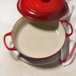 Le Creuset 3.5 Qt. Signature Enameled Cast Iron Braiser With Stainless Steel Knob | Cerise/Cherry Red -Kitchen Store cer4