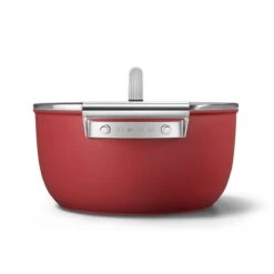 SMEG 5 Qt. Nonstick Casserole Dish With Lid | Red -Kitchen Store ckfc2411rdm 5