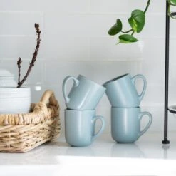 Everything Kitchens Modern Flat 15oz Mugs (Set Of 4) | Dusty Blue -Kitchen Store ek modern flat lifestyle squares 0033 capture0008 1