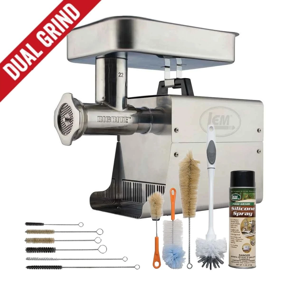 LEM Dual Grind #22 Big Bite Meat Grinder + 11pc Grinder Cleaning Kit 3 LEM Dual Grind #22 Big Bite Meat Grinder + 11pc Grinder Cleaning Kit