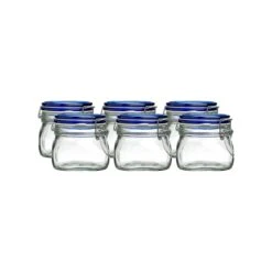Bormioli Rocco 0.5L Swing Top Fido Canning Jars - Blue Lid | 6-pack