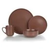 Everything Kitchens Modern Flat 16-Piece Dinnerware Set | Brown 2 Everything Kitchens Modern Flat 16-Piece Dinnerware Set | Brown -Kitchen Store ekb ekx 16dw br