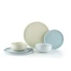 Everything Kitchens Modern Flat 24-Piece Dinnerware Set | Dusty Blue, Stone Gray, Beige -Kitchen Store ekb ekx 24dwsetbsb 1