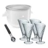 KitchenAid Ice Cream Maker Attachment (Fits On Any KitchenAid Mixer) + Ice Cream Glasses (Set Of 4) & Ice Cream Scoop -Kitchen Store ekb kica0wh dishesscoop