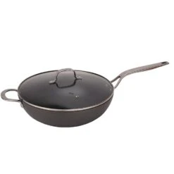 Swiss Diamond | Hard Anodized Induction 12.5" Nonstick Wok With Glass Lid