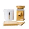 NutriMill Harvest Grain Mill | Silver + Cutting Board & Canister Bundle -Kitchen Store harvest bundle silver