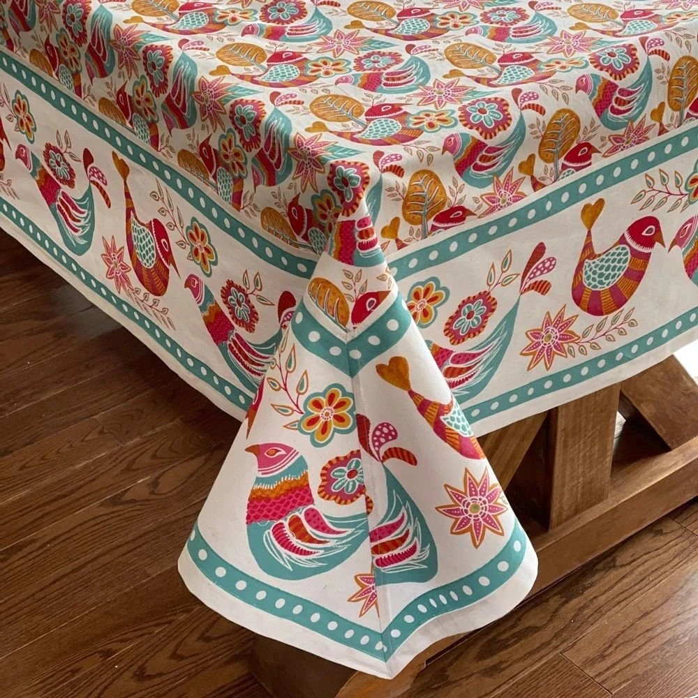 Mahogany USA Printed 60" X 90" Tablecloth | Boho Bird 4 Mahogany USA Printed 60" X 90" Tablecloth | Boho Bird - Image 2