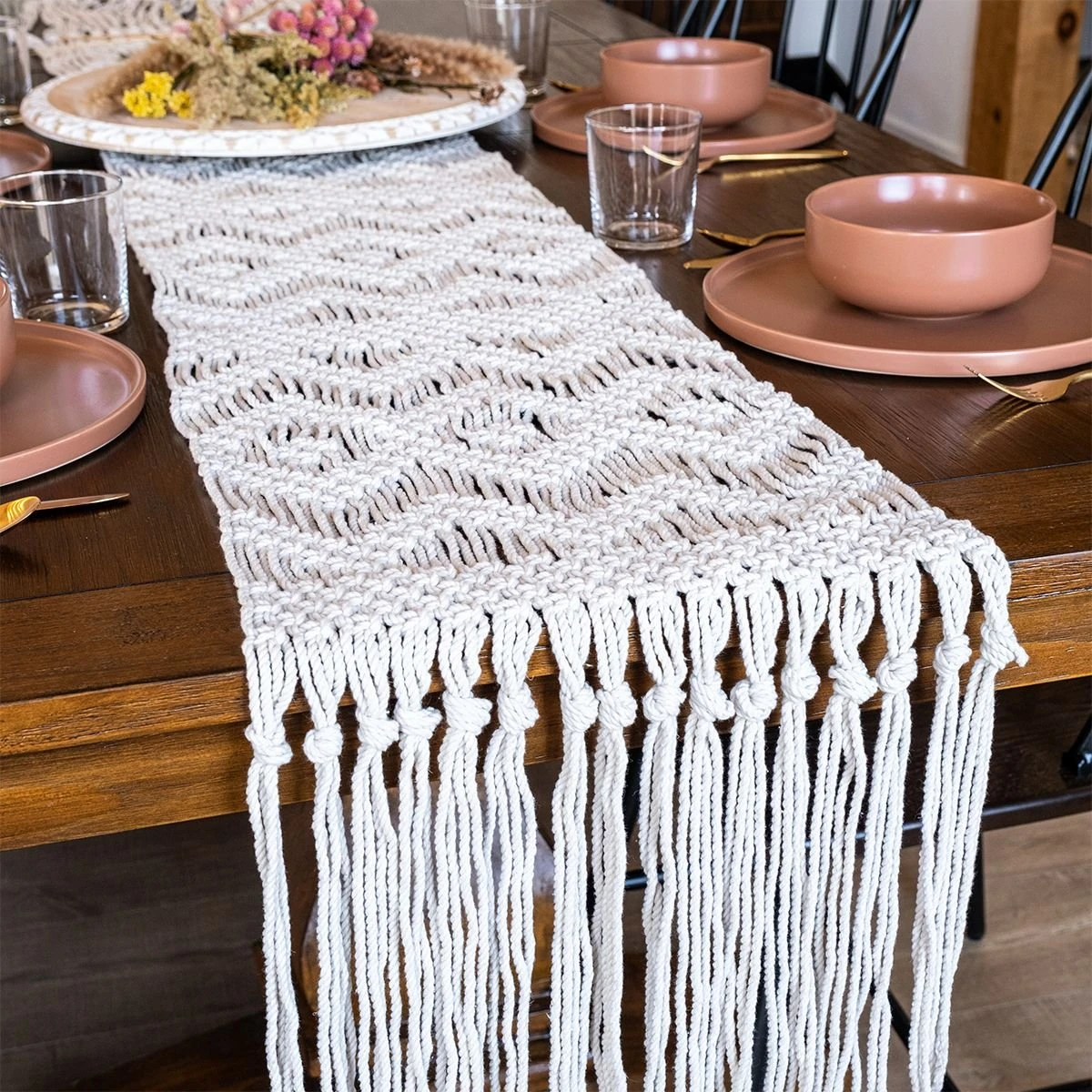 Everything Kitchens 13" X 86" Macrame Table Runner | Reverie 3 Everything Kitchens 13" X 86" Macrame Table Runner | Reverie
