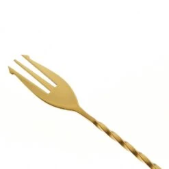 Mercer Barfly 15.75" Bar Spoon With Fork | Gold Plated -Kitchen Store mercer barfly gold plated bar spoon with fork image forkendend 1