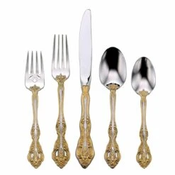 Oneida 18/10 Stainless Steel 20-Piece Flatware Set | Golden Michelangelo