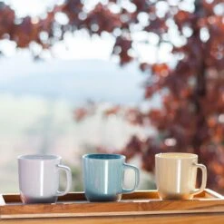 Everything Kitchens Modern Colorful Neutrals - Rippled 12oz Mugs (Set Of 4) - Glazed | Butter Yellow -Kitchen Store modern ripple glazed squares 0014 dsc0061