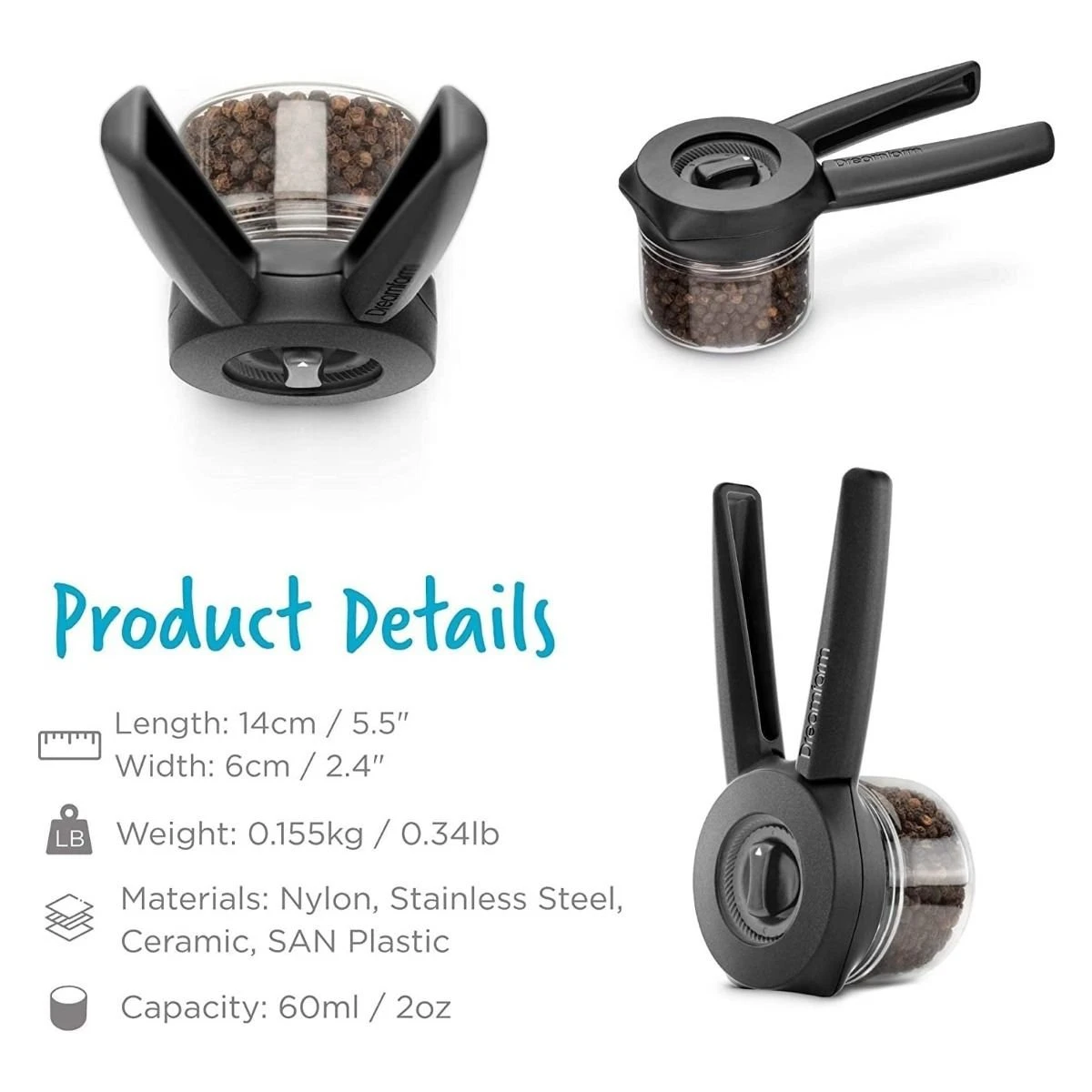 Dreamfarm Ortwo Lite Spice Grinder + Extra Jar | Black 7 Dreamfarm Ortwo Lite Spice Grinder + Extra Jar | Black - Image 5