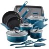 Rachael Ray Marine Blue 14 Piece Enamel Cookware Set -Kitchen Store rachael ray 14 piece cookware set marine blue