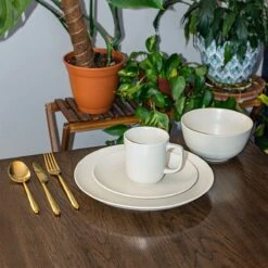 Everything Kitchens Modern Colorful Neutrals - Rippled 8" Side Plates (Set Of 4) - Matte | Ivory -Kitchen Store rippled lifestyle squares 0001 ek modern ripple lifestyles 3069 2