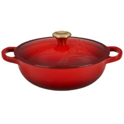 Le Creuset 2.5Qt Signature Cocotte Eiffel Tower Collection | Cerise -Kitchen Store rs10248 eiffel rdo cerise lpr