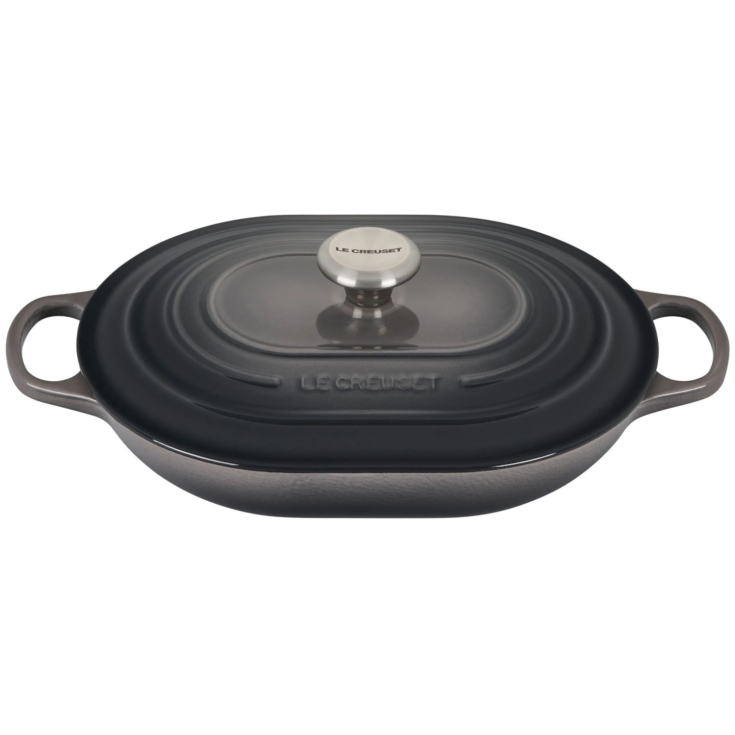 Le Creuset 3.75 Qt. Oval Signature Casserole With Stainless Steel Knob | Oyster Grey 3 Le Creuset 3.75 Qt. Oval Signature Casserole With Stainless Steel Knob | Oyster Grey