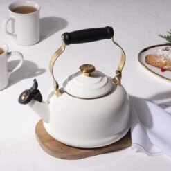 Le Creuset 1.7 Qt. Whistling Kettle | Noel (White & Gold) -Kitchen Store rs17645 22 lca q4 noelkettle horiz ret