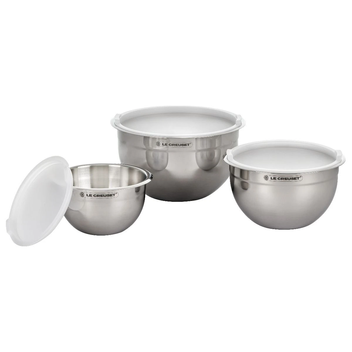 Le Creuset Nested Stainless Steel Mixing Bowls (Set Of 3) 3 Le Creuset Nested Stainless Steel Mixing Bowls (Set Of 3)
