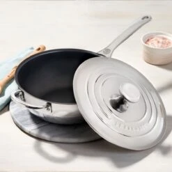 Le Creuset 3.5 Qt. Nonstick Saucier Pan | Stainless Steel -Kitchen Store ssp6300 24 3